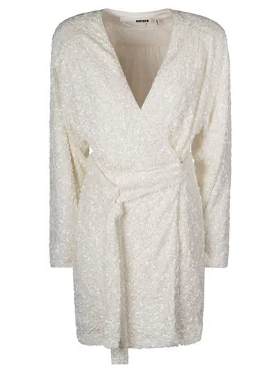 Rotate Birger Christensen Wrap Dress In Blancdeblanc