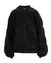 Rotate Birger Christensen Faux Leather Pleated Bomber Jacket In Black