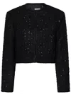 Rotate Birger Christensen Chic Boucle Loop Crop Jacket In Black