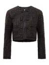 Rotate Birger Christensen Boucle Crop Jacket In Black