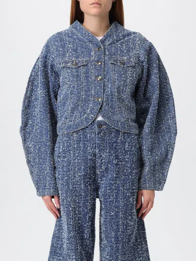 Rotate Birger Christensen Jacket Rotate Woman Color Gnawed Blue