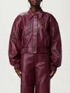 Rotate Birger Christensen Rotate Synthetic Leather Bomber Jacket In Burgundy
