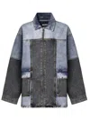 Rotate Birger Christensen Oversized Patchwork Jacket In Blue, Grey Denim