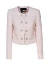 Rotate Birger Christensen Pink Cropped Jacket With Jewel Buttons In Fairy Tale
