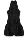 Rotate Birger Christensen Jacquard Draped Mini Dress In Black