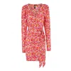 Rotate Birger Christensen Rotate Jacquard Flower Printed Mini Wrap Dress In Multicolor