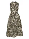 Rotate Birger Christensen Jacquard Midi Dress In Animal Print