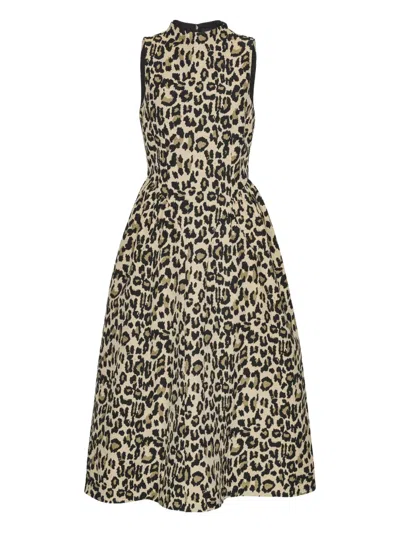 Rotate Birger Christensen Jacquard Midi Dress In Animal Print