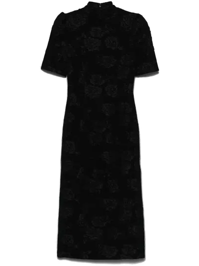 Rotate Birger Christensen Jacquard Midi Dress In Black
