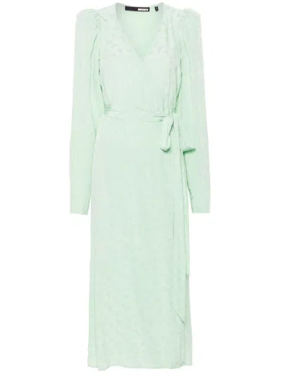 Rotate Birger Christensen Jacquard Midi Dress In Green