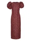 Rotate Birger Christensen Rotate Birgerchristensen Jacquard Midi Puffy Dress In Red