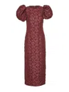 Rotate Birger Christensen Rotate Birgerchristensen Jacquard Midi Puffy Dress In Red