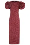 Rotate Birger Christensen Rotate Birgerchristensen Jacquard Midi Puffy Dress In Burgundy