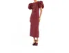 Rotate Birger Christensen Rotate Birgerchristensen Jacquard Midi Puffy Dress In Burgundy