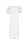 Rotate Birger Christensen Jacquard Midi Puffy Dress In White