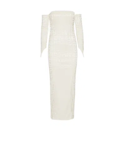Rotate Birger Christensen Jacquard Plain Dress In White