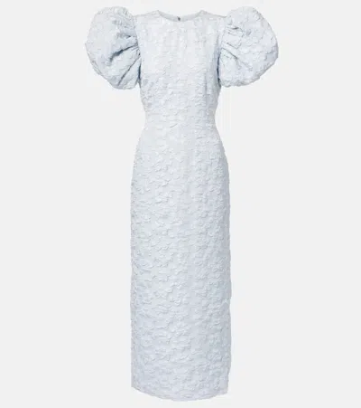 ROTATE BIRGER CHRISTENSEN JACQUARD PUFF-SLEEVE MIDI DRESS