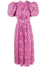 Rotate Birger Christensen Noon Printed Viscose Midi Dress In Pink
