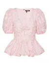 Rotate Birger Christensen Rotate Birgerchristensen Top With Puff Sleeves In Pink