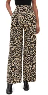 Rotate Birger Christensen Jacquard Wide Leg Pants Dijon Comb. In Brown