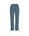Rotate Birger Christensen Jeans Laced Straight Leg Blue Denim In Blue