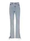 Rotate Birger Christensen Straight Denim Jeans With Side Braided Accents In Blue