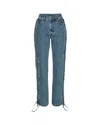 Rotate Birger Christensen Jeans Laced Straight Leg Blue Denim In Blue