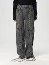 Rotate Birger Christensen Black Organic Cotton Wide Leg Pants With Lace In Black