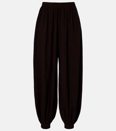 Rotate Birger Christensen Jersey Wide-leg Pants In Brown