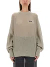 Rotate Birger Christensen Rotate Gradient Knit Sweater With Logo Patch In Brown