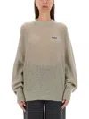 Rotate Birger Christensen Rotate Gradient Knit Sweater With Logo Patch In Grey
