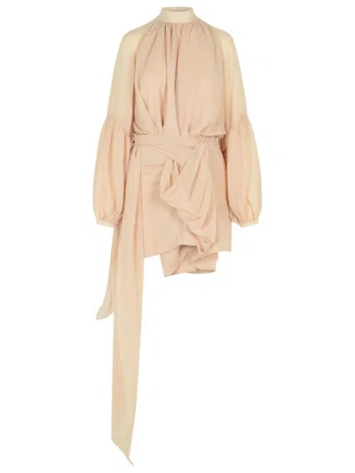 ROTATE BIRGER CHRISTENSEN JOAN' HAZELNUT POLYESTER DRESS