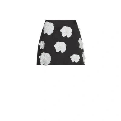 Rotate Birger Christensen Jupe Satinée Avec Motif Fleuri In Black