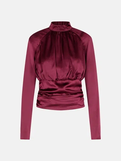 Rotate Birger Christensen 'kala' Burgundy Silk Blouse