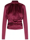 Rotate Birger Christensen Rotate Satin Blouse In Red