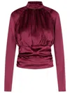 Rotate Birger Christensen Kala' Burgundy Silk Blouse In Red
