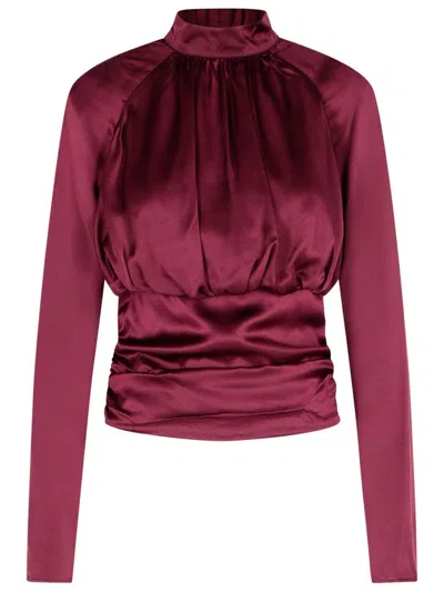 Rotate Birger Christensen Kala' Burgundy Silk Blouse In Red