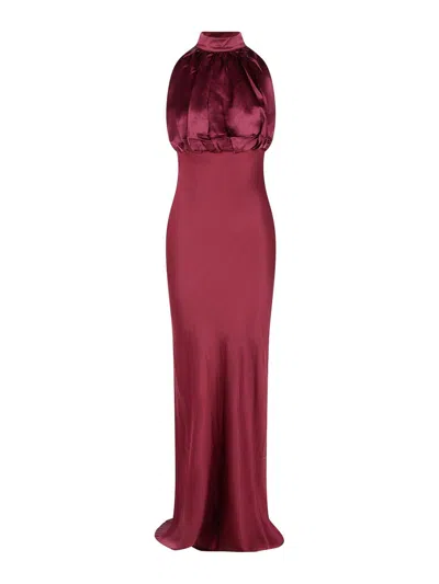 Rotate Birger Christensen Kalina Burgundy Silk Dress In Red