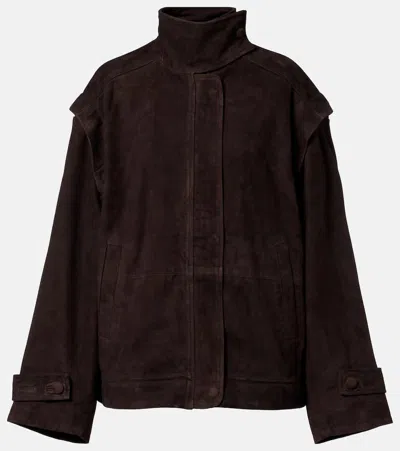 Rotate Birger Christensen Kamala Oversized Suede Jacket In Brown
