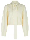 Rotate Birger Christensen Cardigan Con Sciarpa Lavorata A Maglia Bianco In Sand