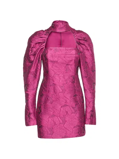 Pre-owned Rotate Birger Christensen Kaya Jacquard Mini Dress In Pink