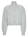 Rotate Birger Christensen Knitwear With Attached Scarf And Cropped Length In Gray