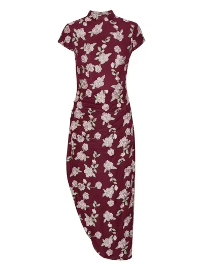 ROTATE BIRGER CHRISTENSEN FLORAL-EMBROIDERED ASYMMETRIC DRESS - WOMEN'S - POLYESTER/RECYCLED POLYESTER