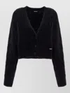 Rotate Birger Christensen Knit Cardigan Cropped Long Sleeves V Neckline In Black