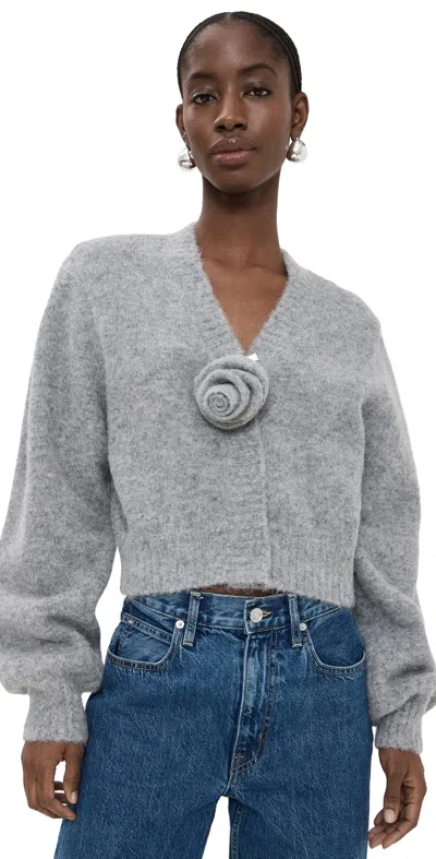 Rotate Birger Christensen Rotate Sunday Floral-embellished Knitted Cardigan In Grey