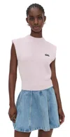 Rotate Birger Christensen Sleeveless Textured Ribbed Hem Top In Pink