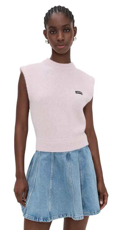Rotate Birger Christensen Knit Cropped Vest Ballerina In Pink