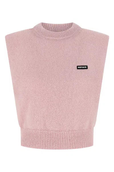 Rotate Birger Christensen Crew Neck Sleeveless Knit Vest In Pink