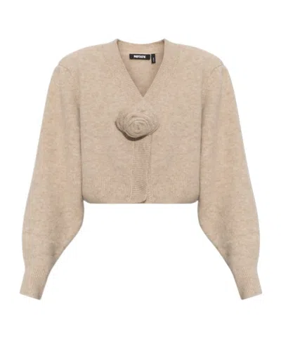 Rotate Birger Christensen Knit Flower Cardigan Beige