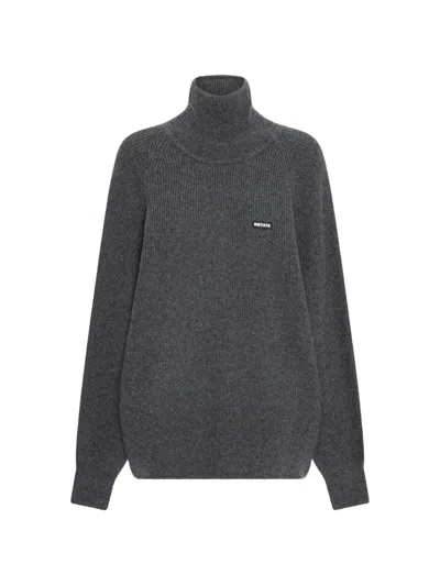 Rotate Birger Christensen Knit Highneck Sweater Grey In Gray